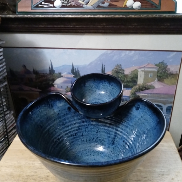 Karen Gray Handmade pottery chip and dip bowl πNWOT,12"Γ8",Nice Gift. π - Picture 11 of 11